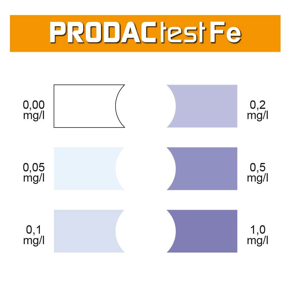 Prodac Test FE - Test per il Controllo del Ferro in Acqua Dolce/Marina - Utile per Circa 63 Test