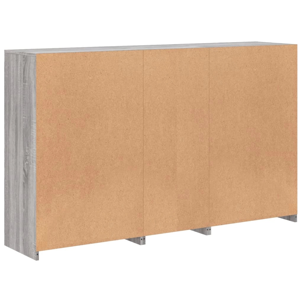 Buffet credenza cassettiera armadio mobile contenitore organizer per cucina soggiorno salotto con luci LED Sonoma 162 x 37 x 100 cm grigio 02_0030055