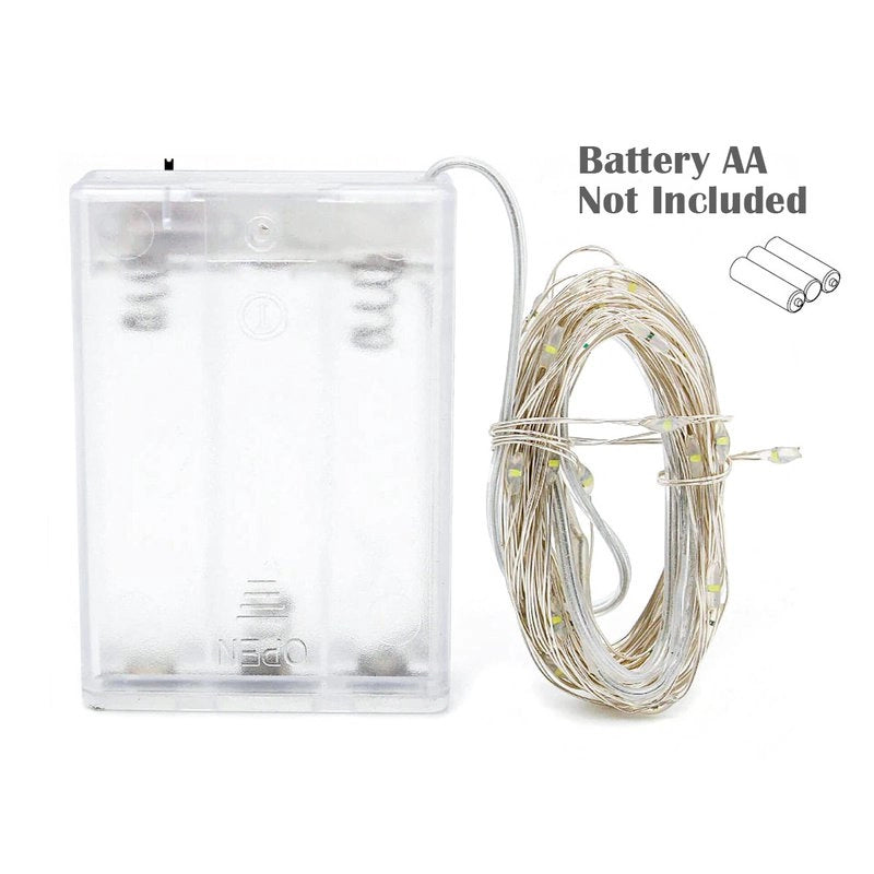 Stringa Led A Batteria Filo Rame Con 50 Luci Bianco Caldo Giallo 5 Metri IP67 4,5V Decorazione Natale