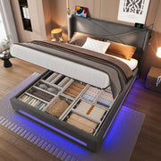 Letto Contenitore Matrimoniale con LED e Doghe ¨C Xylo ¨C Idraulico 140x200