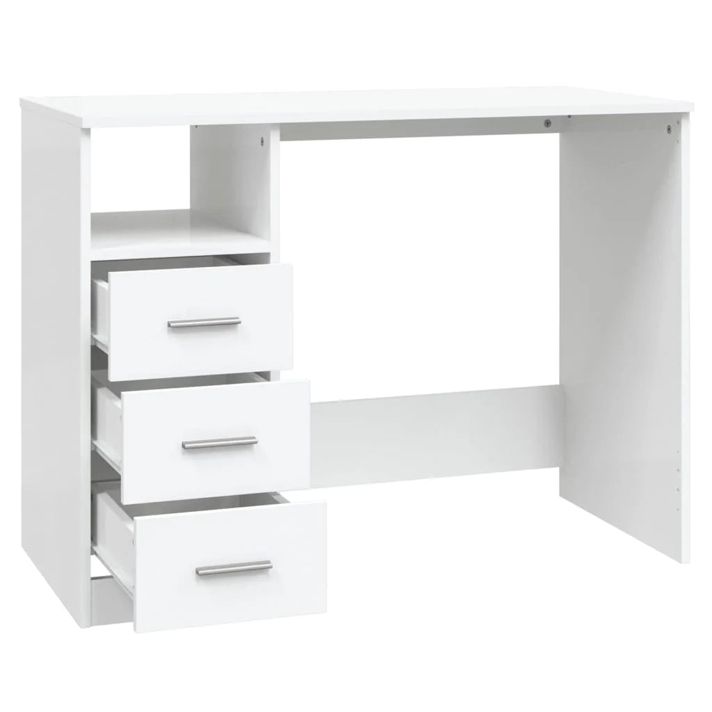 Scrivania postazione di lavoro scrivania per computer mobile da studio con cassetti 102 x 50 x 76 cm legno ingegnerizzato bianco 02_0023465