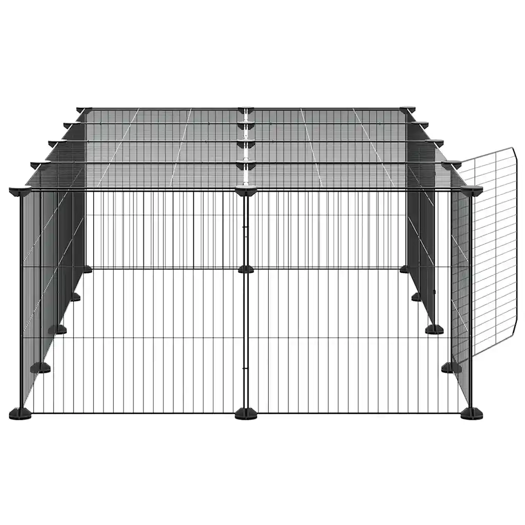 Gabbia per Animali 20 Pannelli con Porta Nera 35x35 cm Acciaio 3114058