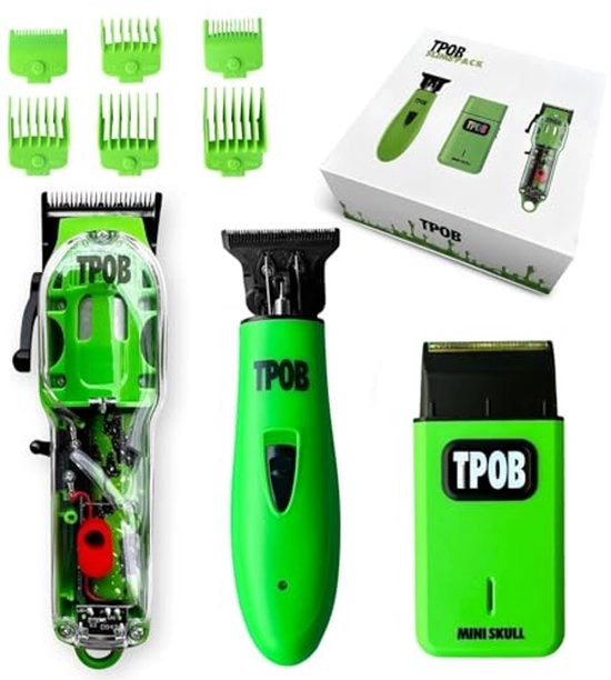 Kit di taglio per capelli Slime 2, set di tondeuses per uomo con scatola a mosaico verde e lama X Fade.