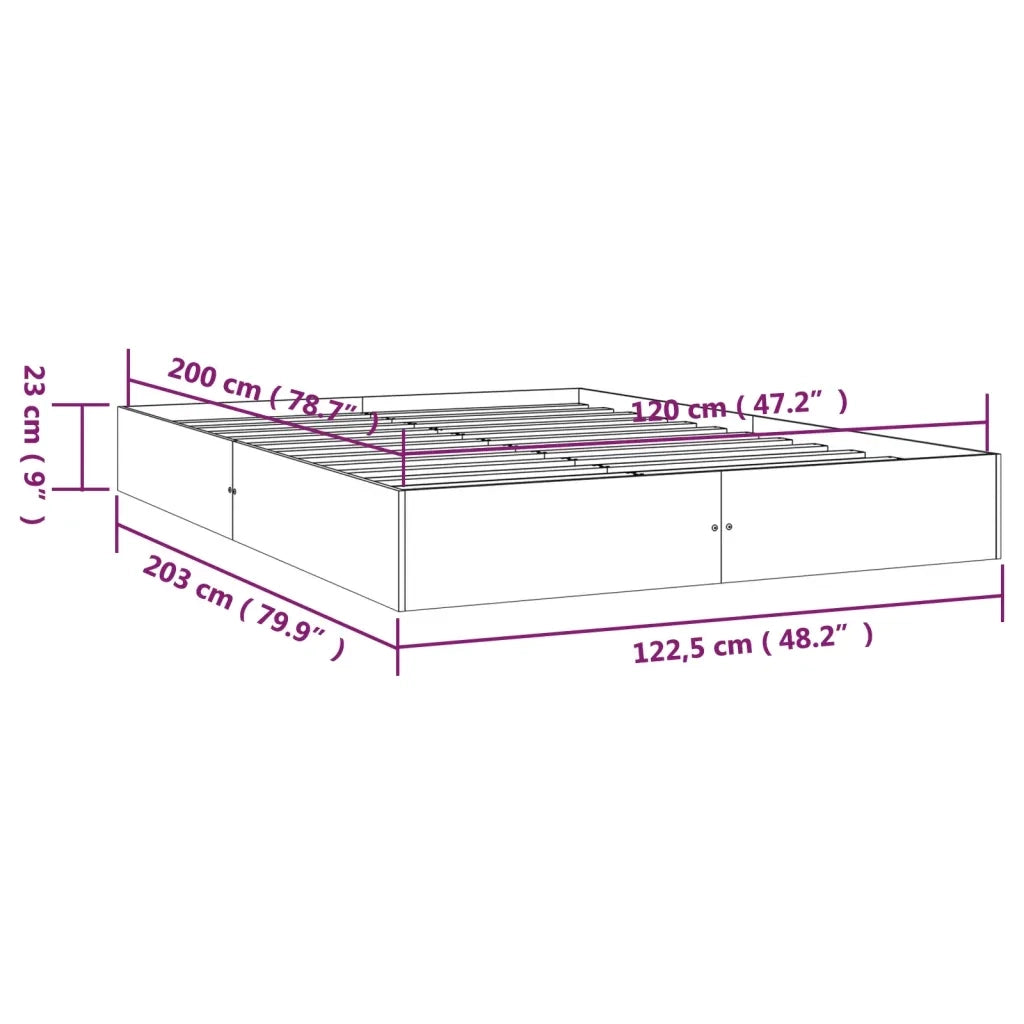 Giroletto senza Materasso-Struttura Letto Ambrato in Legno Massello 120x200 cm 962415