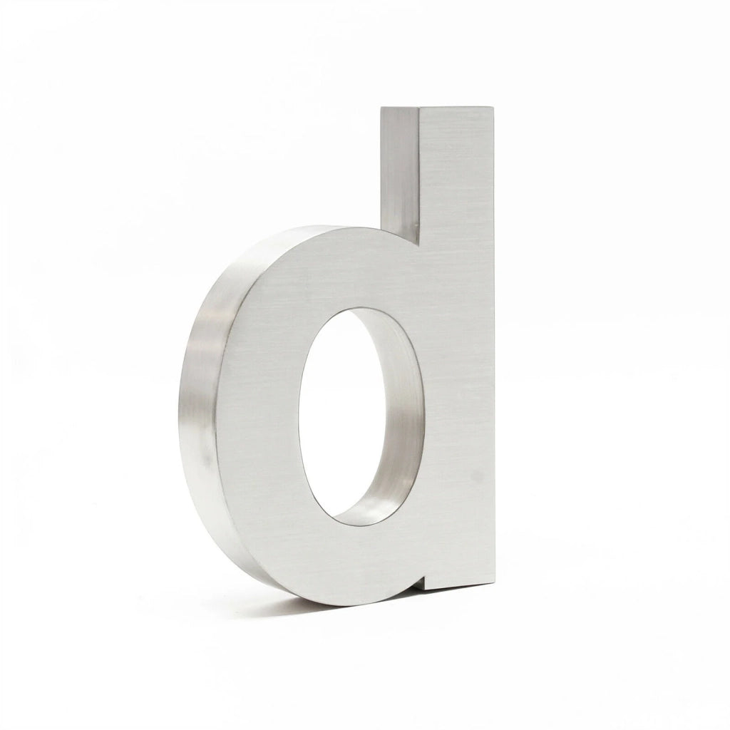 Targa con numero civico "d" in acciaio fine 20 cm Arial 3D materiale di montaggio 16_0001437