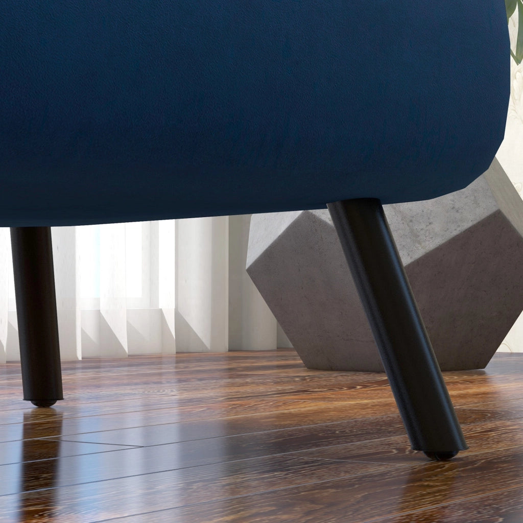 Poltrona Letto Singolo Reclinabile con Cuscino Sfoderabile in Tessuto Effetto Lino Blu