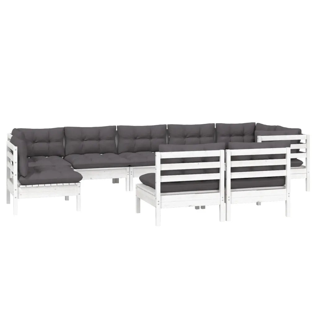 Set Divani da Giardino 9 pz con Cuscini Bianchi Legno di Pino cod mxl 44409