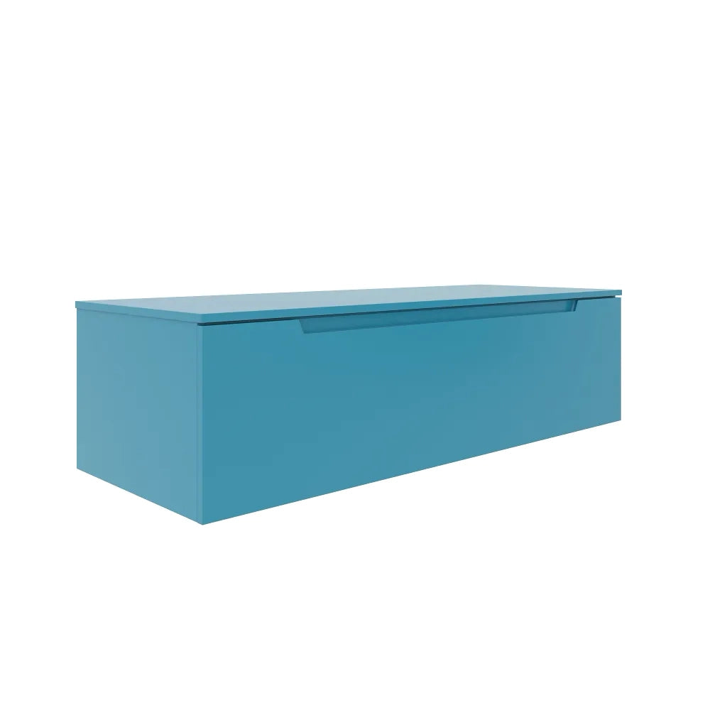 Mobile bagno sospeso 120cm dusk blue opaco un cassettone con top | Bako