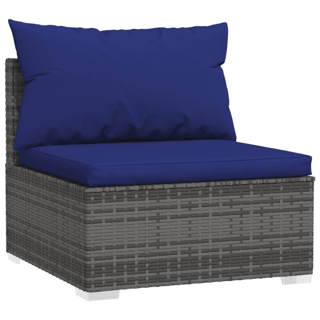 Set di mobili da giardino mobili da esterno 6 pezzi con cuscini resina intrecciata grigia 02_0016866