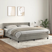 Giroletto a Molle con Materasso Grigio Chiaro 160x200cm Velluto cod mxl 36608