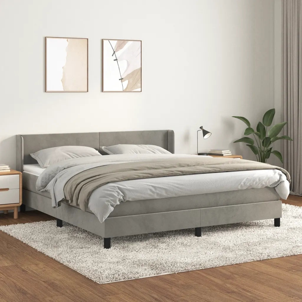 Giroletto a Molle con Materasso Grigio Chiaro 160x200cm Velluto cod mxl 36608