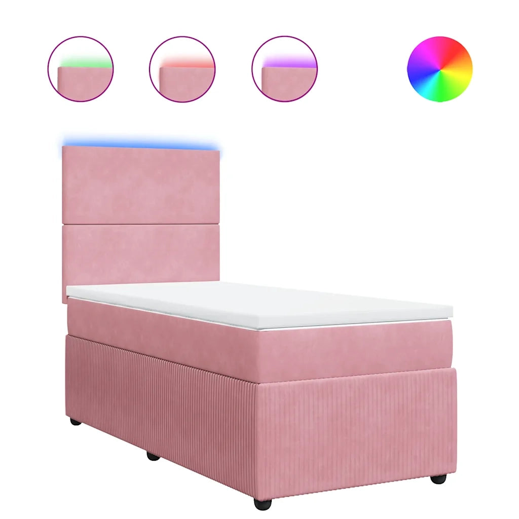 Giroletto a Molle con Materasso Rosa 100x200 cm in Velluto 3294561