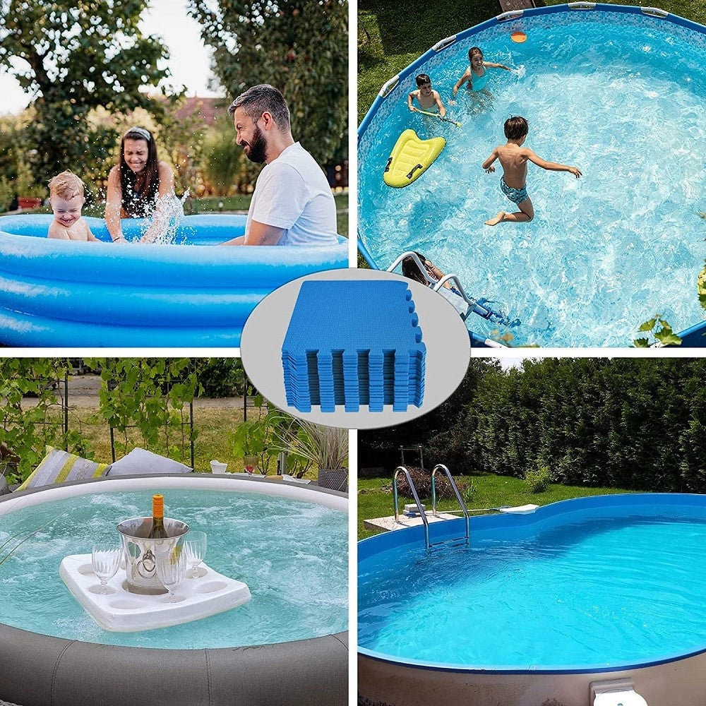 Trade Shop - Set 9 Pz Piastrella Blu 30x30x1 Cm Morbido Puzzle Eva Piscina Protezione 980180 -