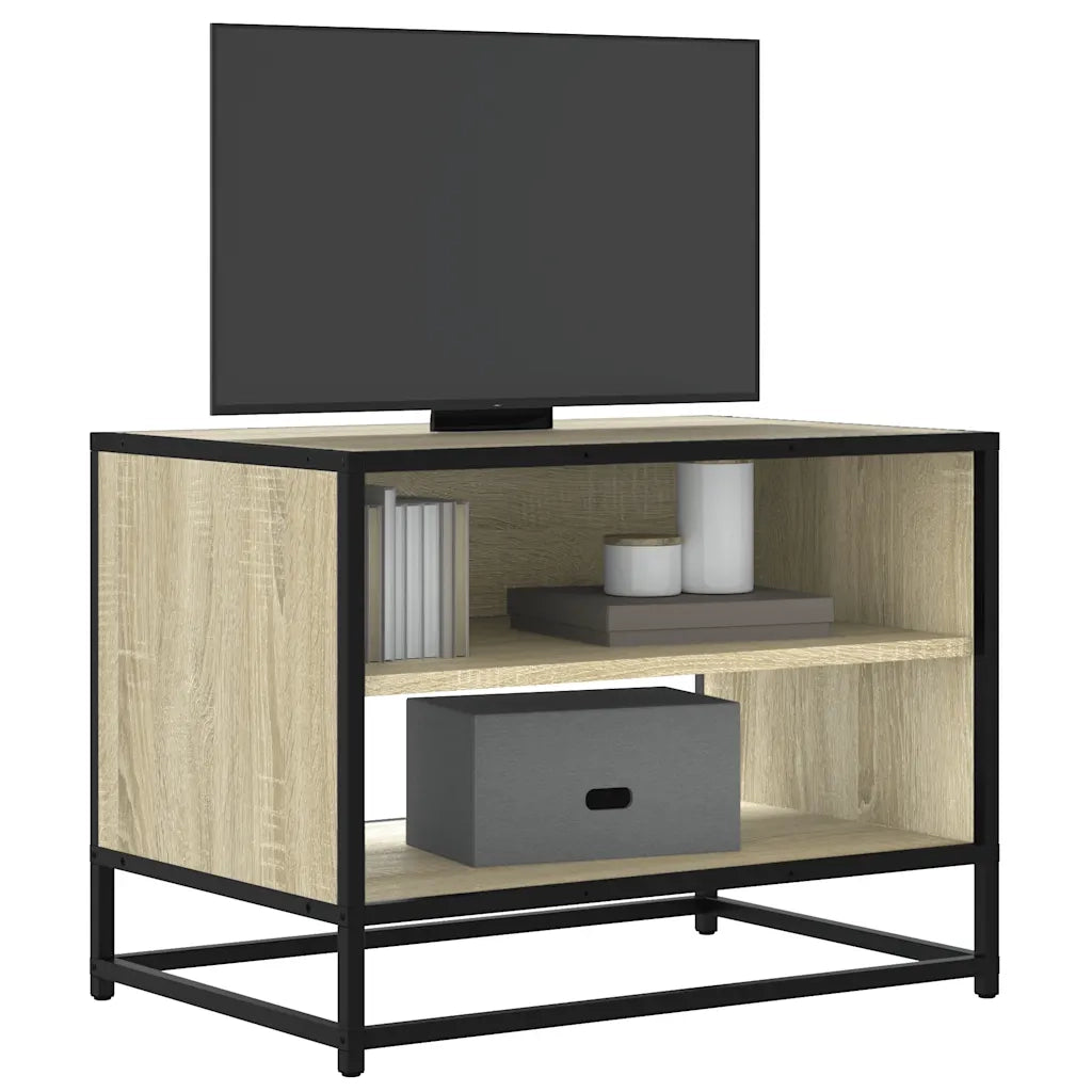 Mobile TV Rovere Sonoma 61x40x46 cm Legno Multistrato e Metallo