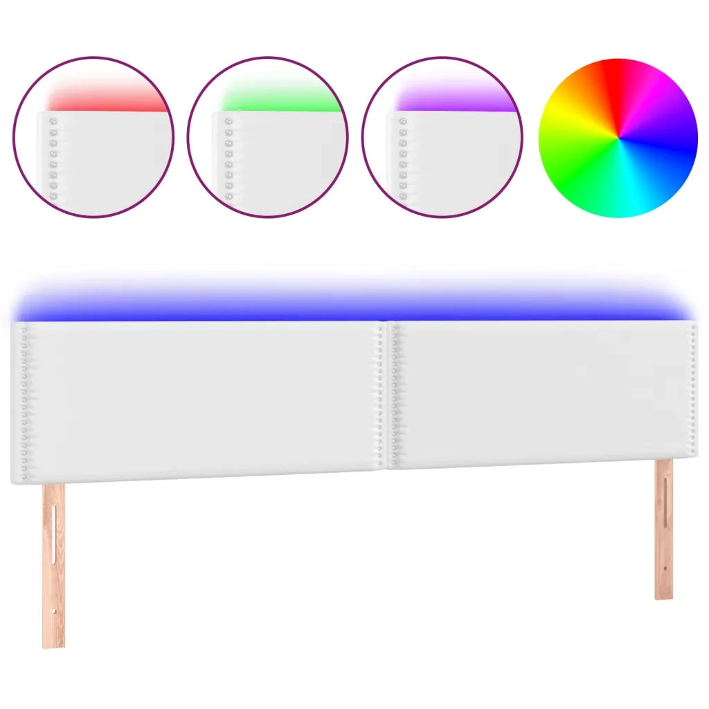 Testiera Bianca a LED-Testata-Testiera Decorativa 200x5x78/88 cm in Similpelle 262475