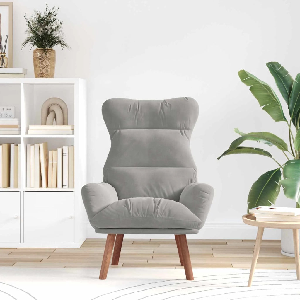 Poltrona | Sedia Relax Grigio chiaro 69 x 74 x 93 cm Velluto