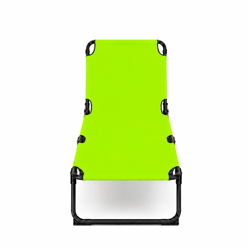 Lettino Sdraio Pieghevole Prendisole Con Schienale Reclinabile Regolabile Telaio In Metallo Nero Per Mare Piscina Giardino 187 x 53 x 24 Cm Verde Fluo