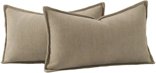 Set di 2 cuscini in chenille liscio, copri cuscini decorativi morbidi per divano, camera da letto, copri cuscino beige chiaro, 40x60 cm, rettangolare