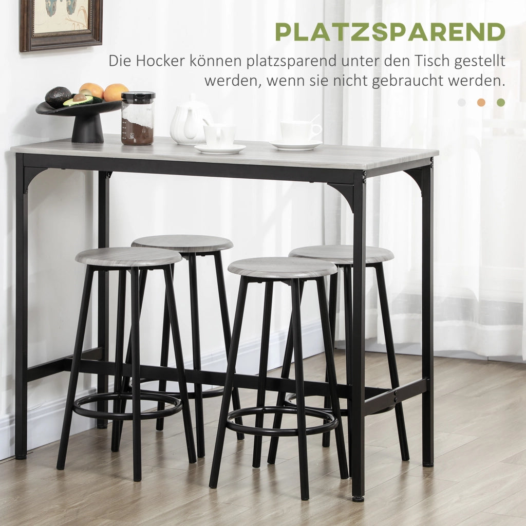 TAVOLO BAR Set da 5 pezzi 110x50x89,5 cm MDF Grigio