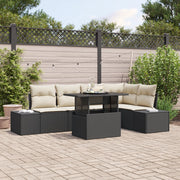 Set da Giardino composto da 6 Pezzi con Cuscini Rattan Nero