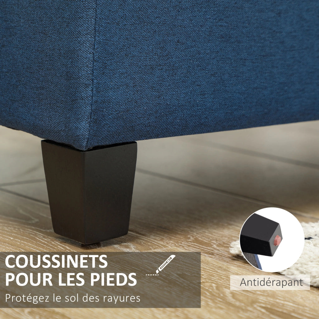 Bancale contenitore imbottito con schienale ¨C zephmum ¨C blu, tessuto, legno, 125x49x41,5 cm