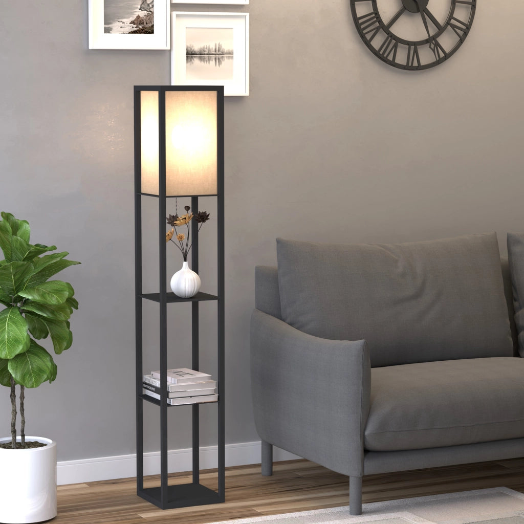 Lampadario Scaffale Libreria ¨C zephmum ¨C MDF Nero 26x26x160 cm