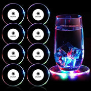 Set di Accendini LED da Tavolo a 8 - Onderzetters Acquatici - Rondi in Acrilato - Luce Colorata Regolabile - Interruttore On/Off - Ideali per Feste