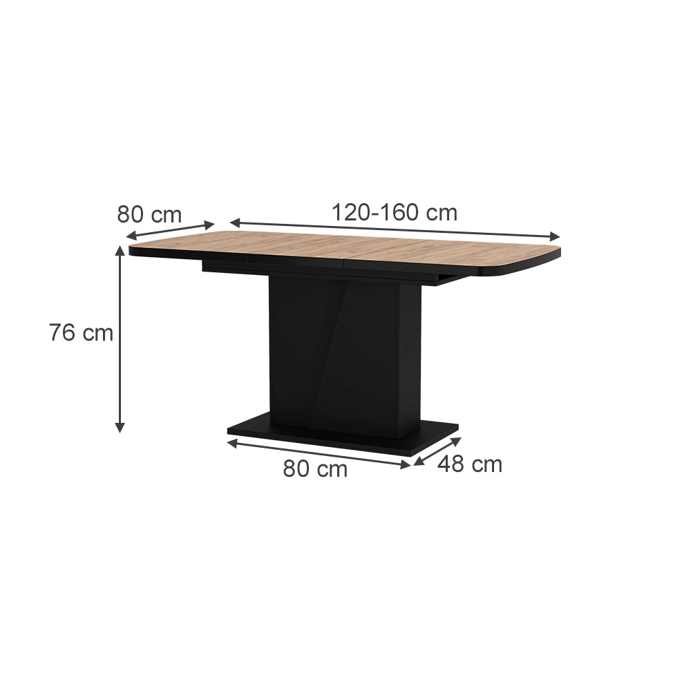 Vicco Tavolo da pranzo Estensibile Rovere nero/oro 120/160 x 80 cm