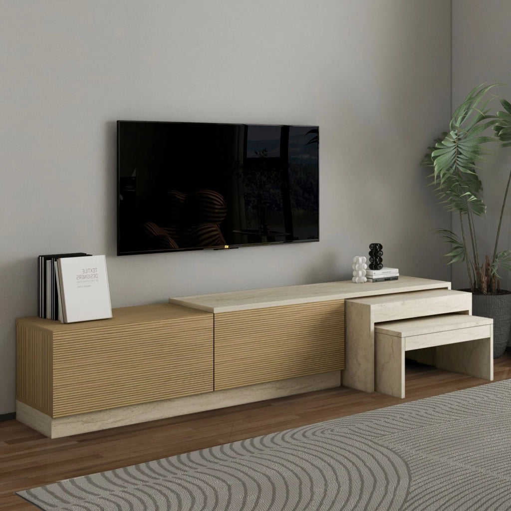 Porta TV in legno "Nest" - 180 x 30 x 36 cm - Beige
