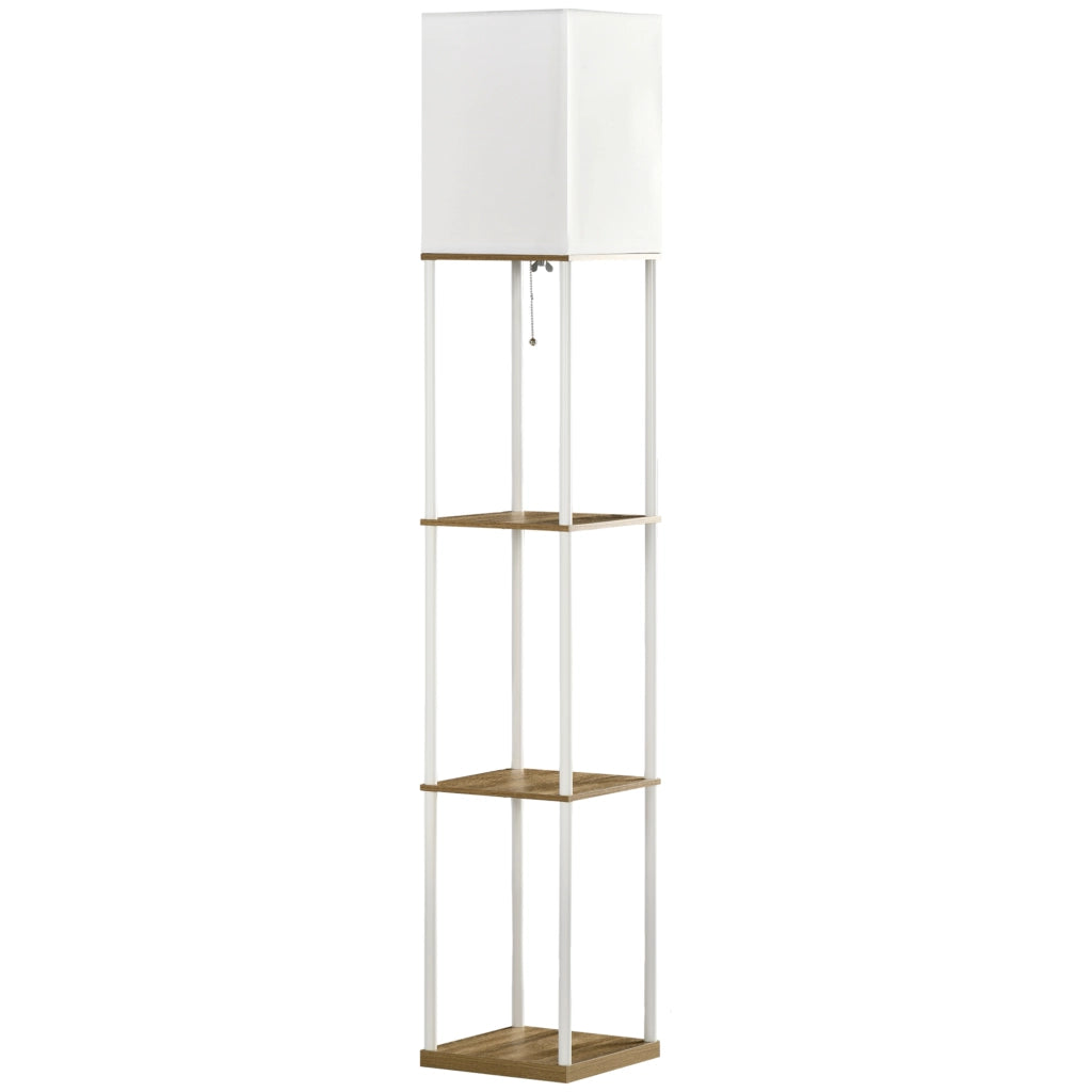 Lampada da terra con scaffali ¨C zephmum ¨C bianco/marrone 26x26x159cm