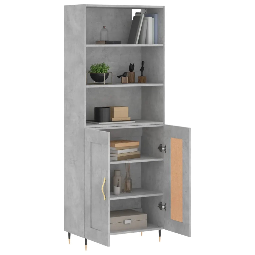 Credenza-Buffet-Armadio da cucina Grigio Cemento 69,5x34x180 cm in Legno Multistrato 182843