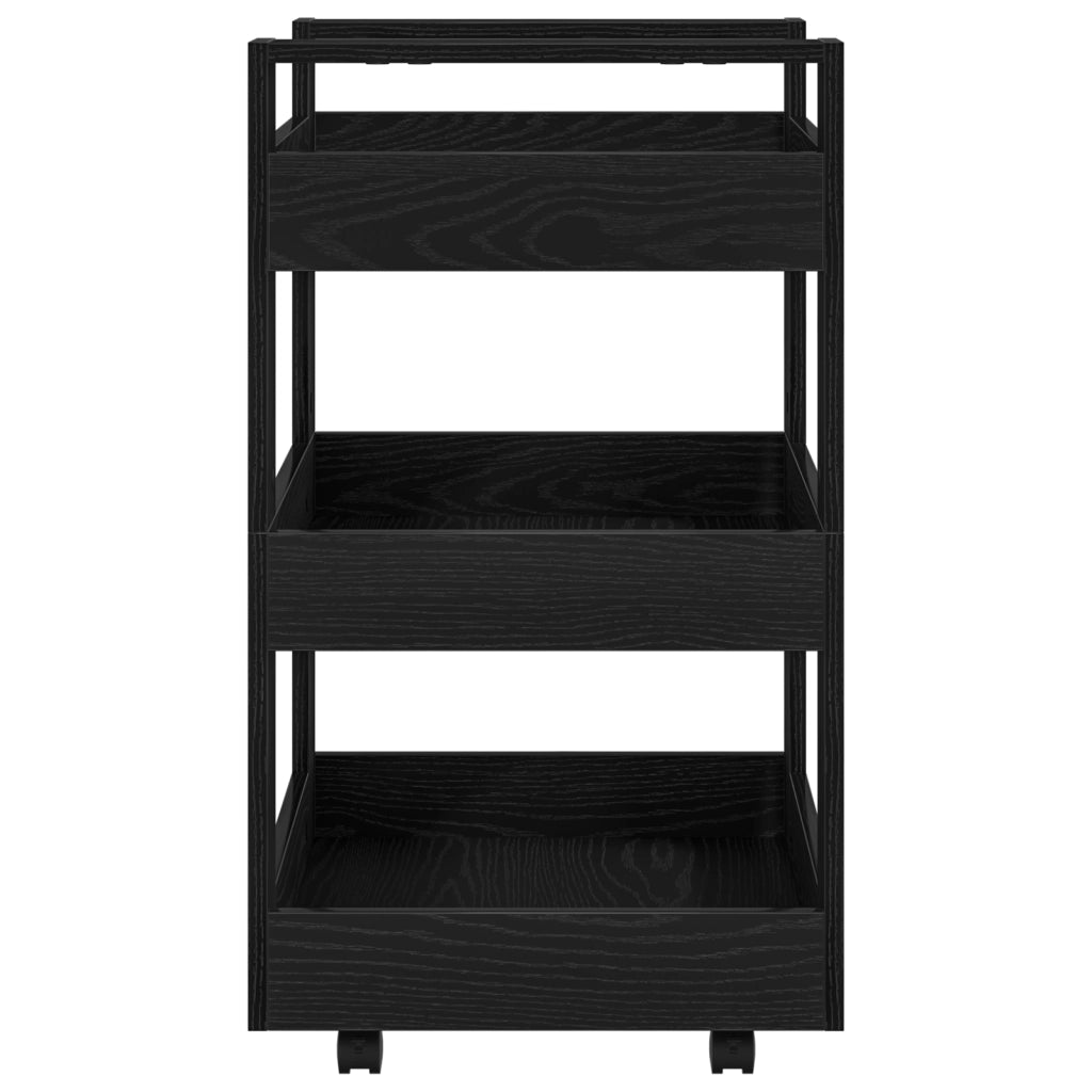Carrello da Cucina Rovere Nero 60x45x80 cm Legno Ingegnerizzato