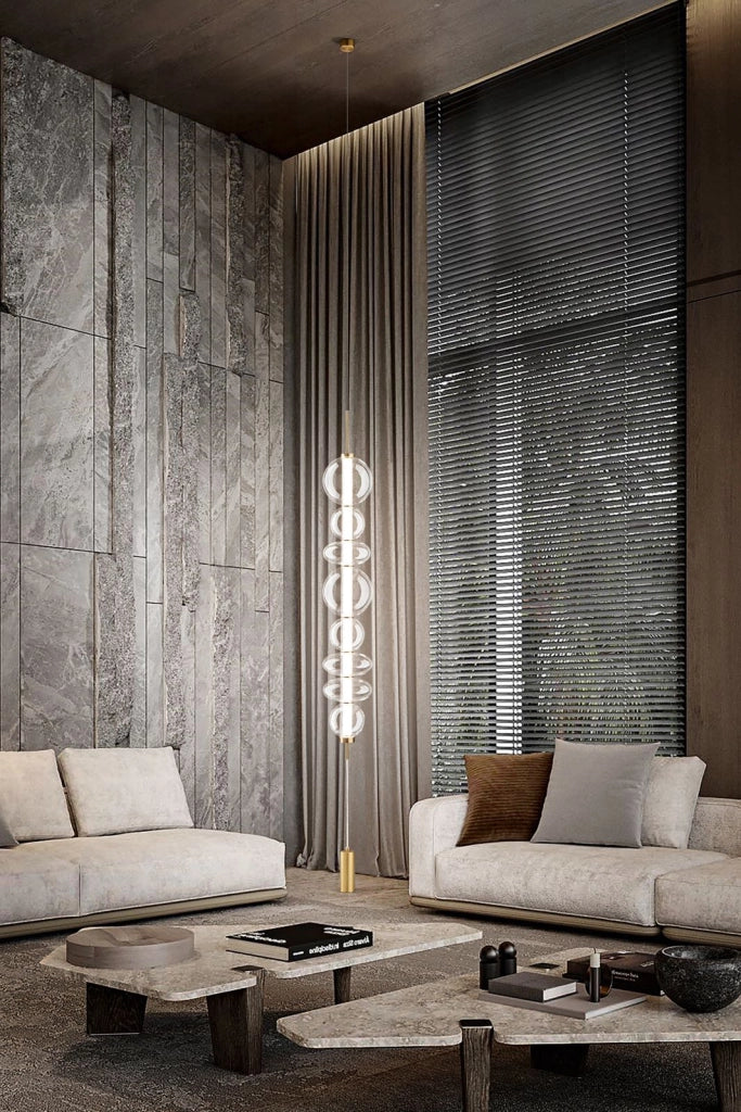 Piantana in metallo e vetro trasparente e oro spazzolato Bubbles LED 37W 3000K CRI?80 220-240V 50/60Hz 2960Lm Interruttore on/off e dimmer a pedale