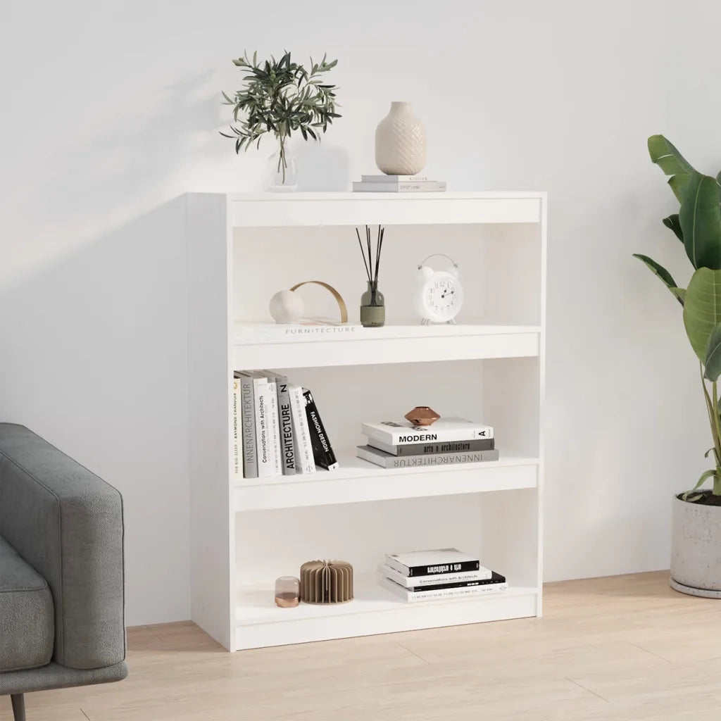 Libreria/Divisorio Bianco 80x30x103,5 cm in Massello di Pino 808189