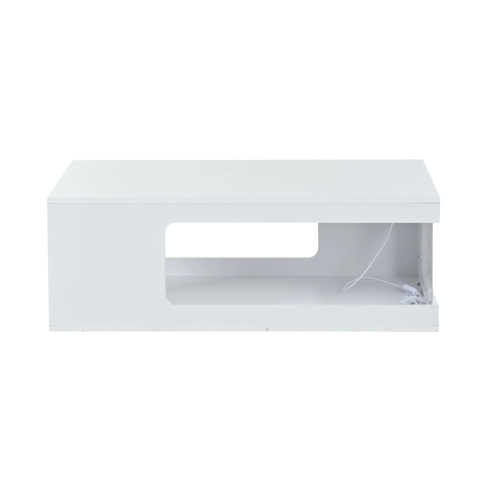 Tavolino da Caff¨¨ con LED ¨C Xylo ¨C Bianco, Vetro Temperato, Truciolato, 100x50x35
