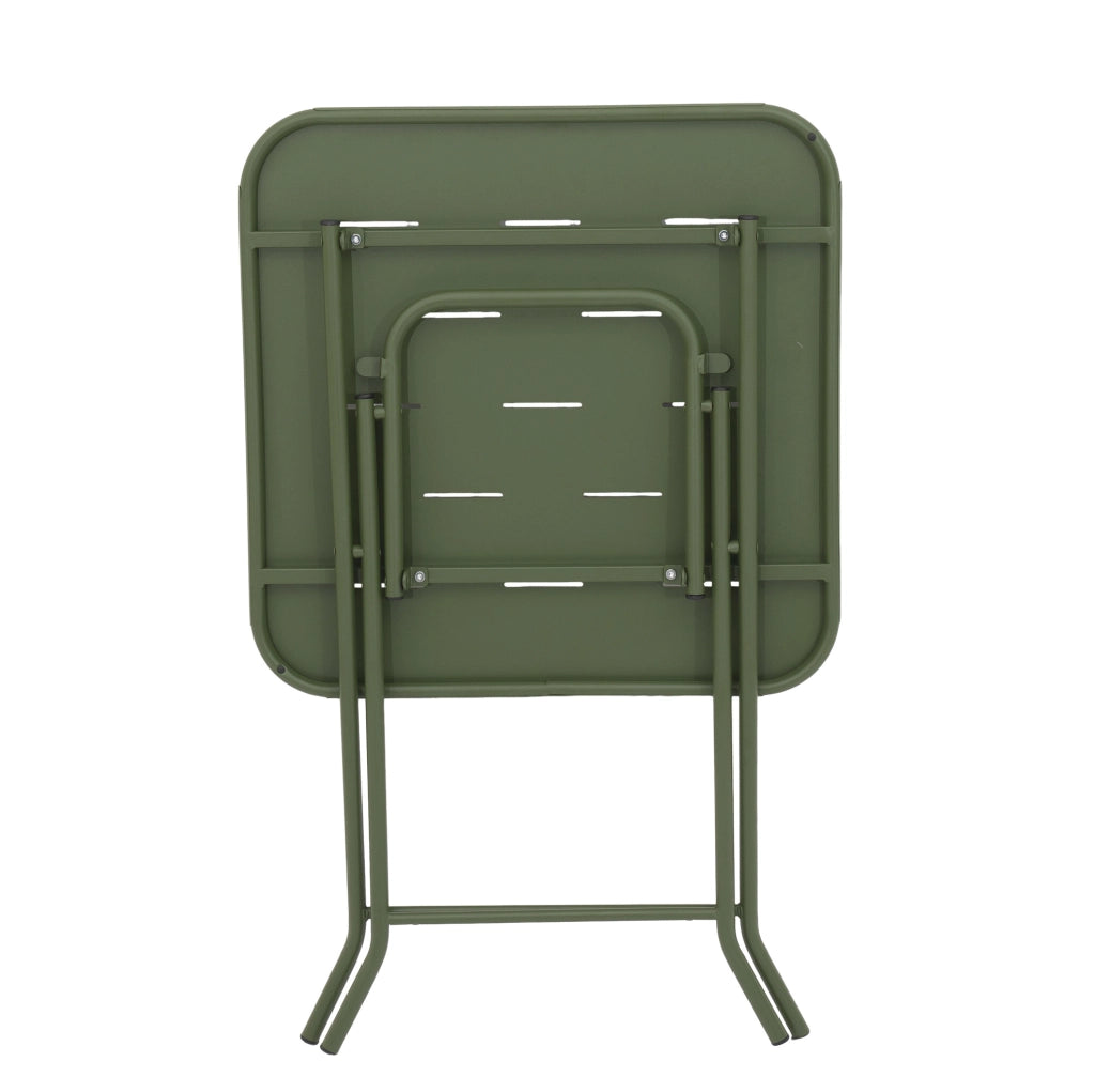 Set bistrot da giardino 60x60x73 cm; pieghevole 3 pezzi per 2 persone; acciaio verde