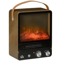 Camino Elettrico con Fiamma LED, 3 Modalità di Riscaldamento e Interruttore di Sicurezza, 30.3x17.5x37.4 cm