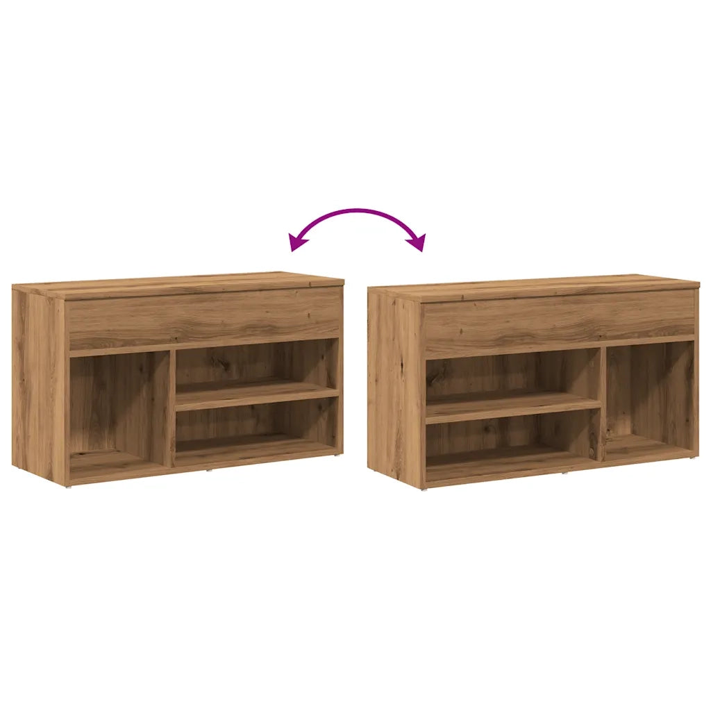 Scarpiera Rovere Artigianale 80x30x45 cm in Legno Multistrato