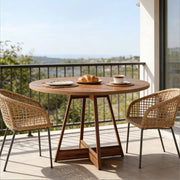 Tavolo da pranzo rotondo ULEVR ?100 cm in MDF marrone con base centrale, per 2-4 persone