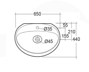 Lavabo sospeso 65 cm Rak Ceramics CLOUD bianco opaco