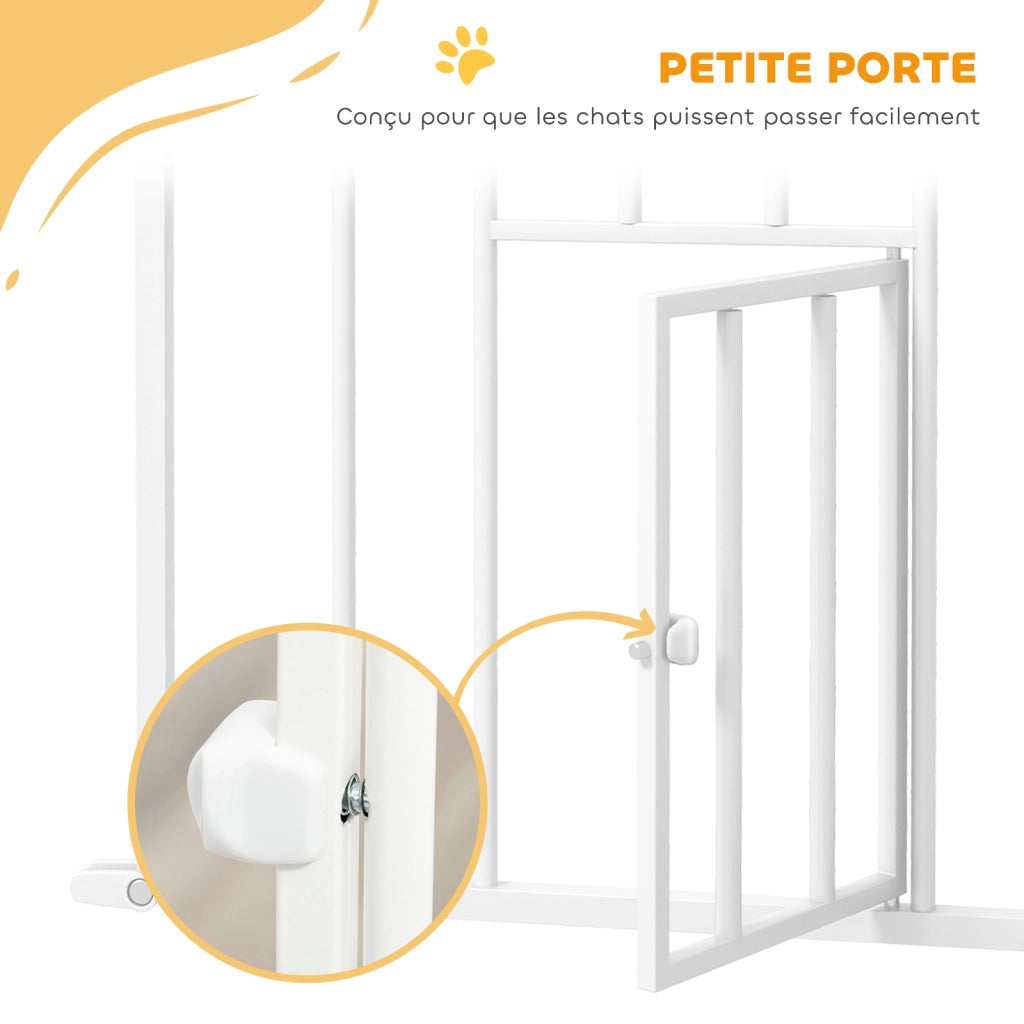 Barriera per Animali Domestici con Porta e Chiusura Automatica ¨C zephmum ¨C Bianco 104.1H cm