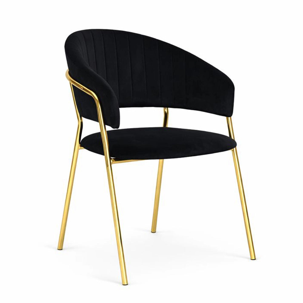 Sedie da sala da pranzo set da 4 Aurelia con schienale in velluto nero