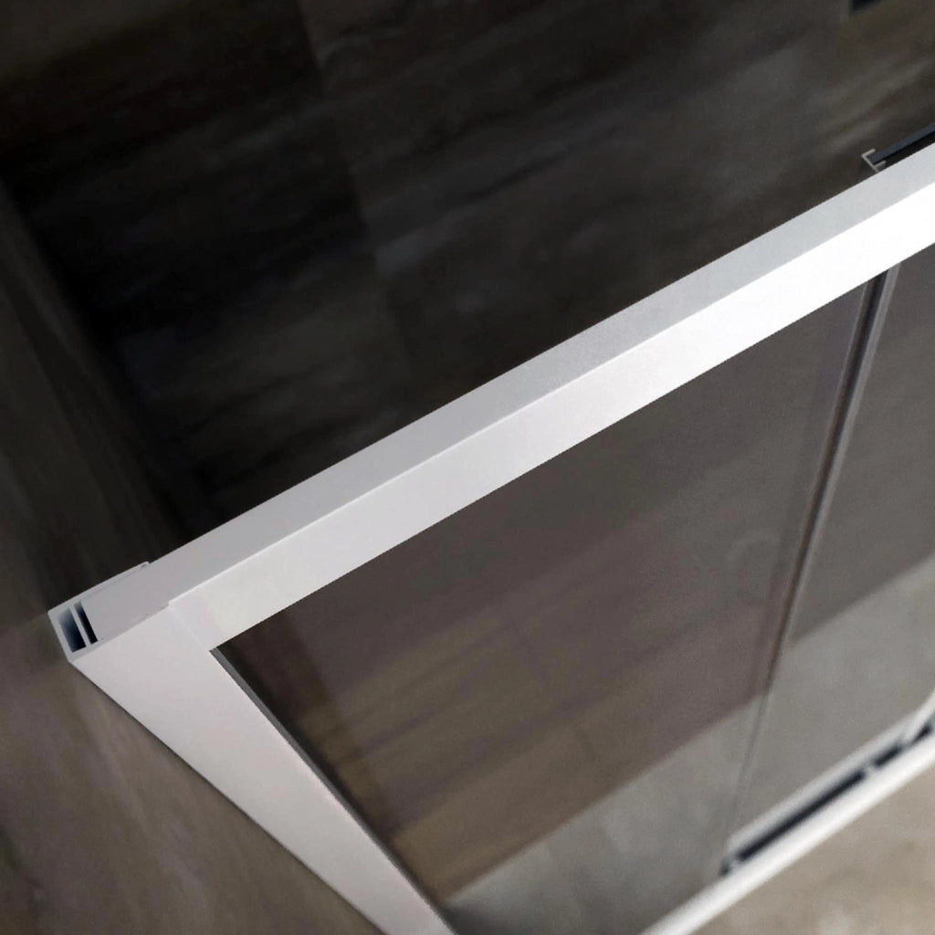 Porta Doccia Nicchia in PVC 140 CM H 200 Vetro Trasparente Profilo Bianco mod. Glax 1 Anta