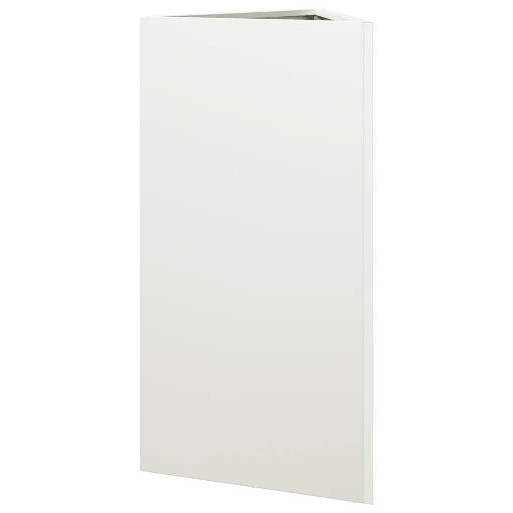 Fioriera da Giardino-Vaso da Esterno Bianca Triangolare 40x34,5x70cm in Acciaio