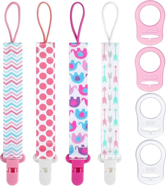 Flessa per neonati, 4 pezzi di catenella per flessa con 4 pezzi di adattatore per flessa, catenella per neonati, per battesimo, compleanno, regalo di Natale