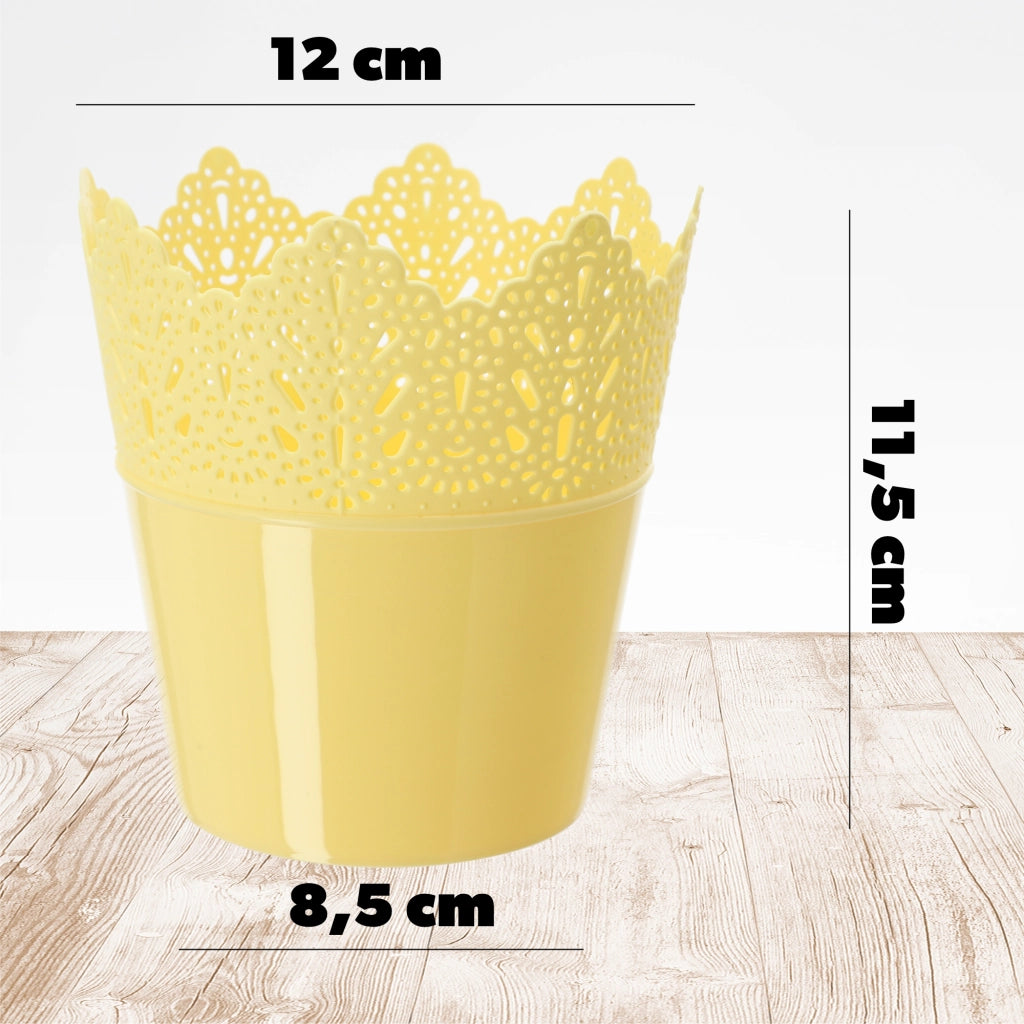Vaso da fiori KADAX, vaso da fiori, coperchio, alto, in plastica, 12 cm, giallo
