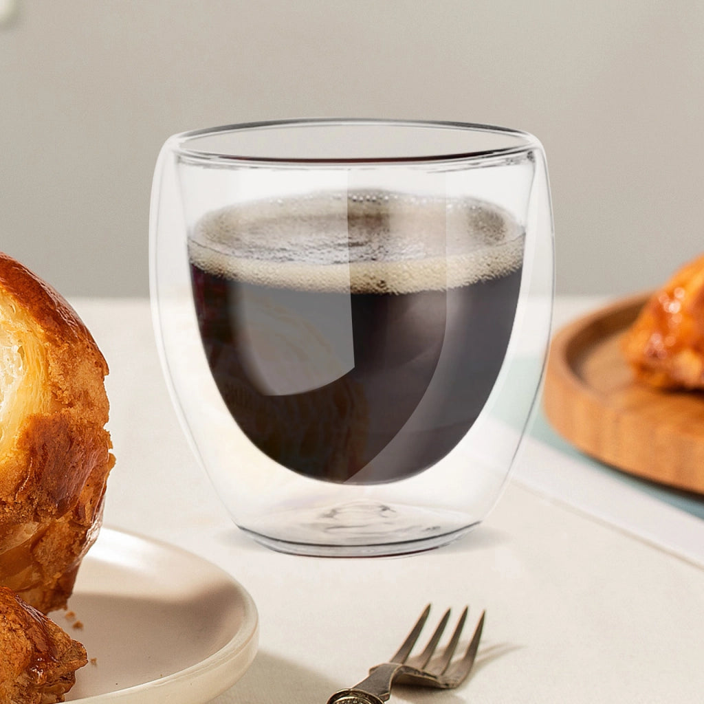 Set di 2 bicchierini da caffé 250 ml doppia parete effetto fluttuante Trasparente Cheffinger