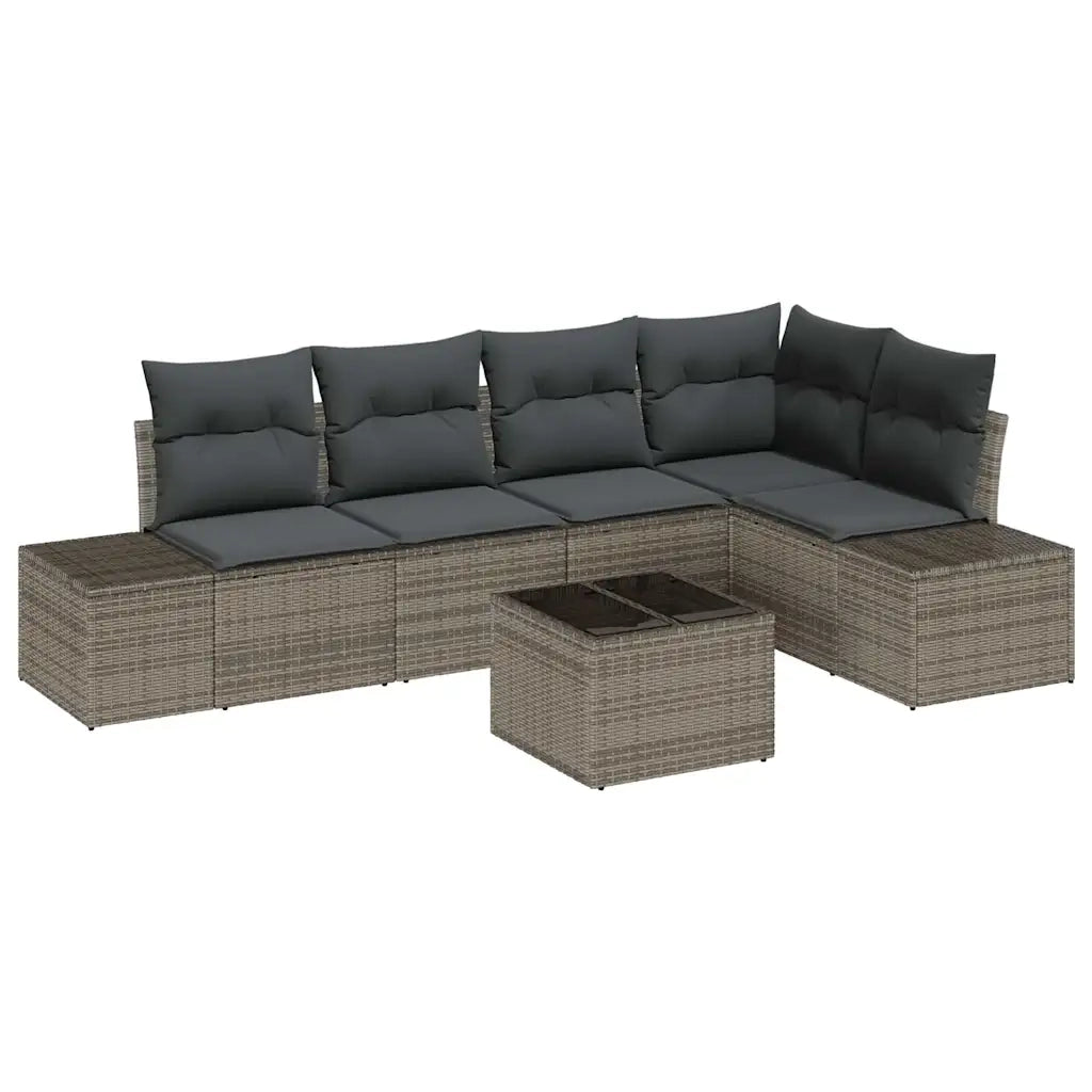 Set Divano da Giardino Grigio chiaro polyrattan