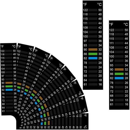 Set di termometro acquario a 10 pezzi - Strisce di temperatura autoadesive - Visualizzazione digitale della temperatura - Materiale PET/LCF - 16-50°C - Facile da leggere