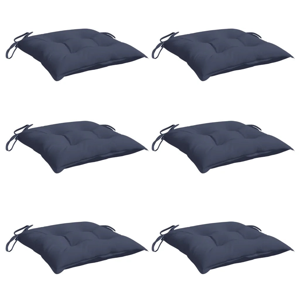 Cuscini per Sedia 6 pz Blu Marino 40x40x7 cm in Tessuto Oxford
